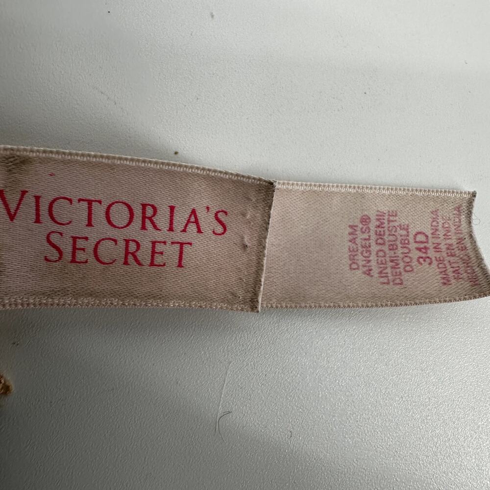 Victoria's Secret Smooth & Lace Dream Angels Lightly Lined Demi Bra Bow Tan 34D - Picture 3 of 6